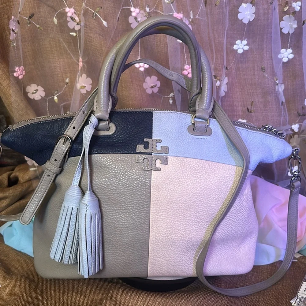 EUC Tory Burch Thea Patchwork All Leather Satchel Colorblock - Picture 1 of 14